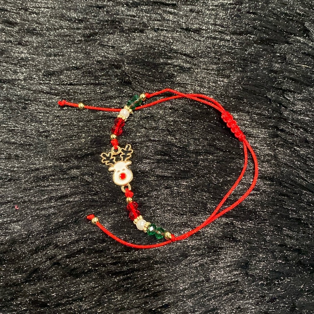 Reindeer pull cord adjustable bracelet